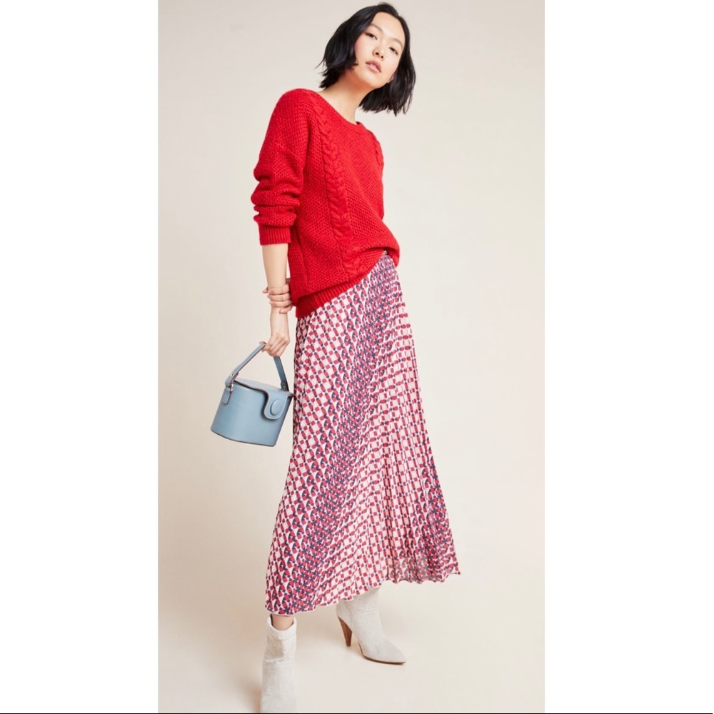 Maeve by Anthropologie Hildi Pleated Midi Skirt, S